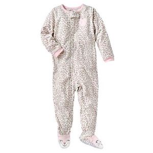 Carter’s 1pc Fleece Footed Cheetah Heart PJ- 4T